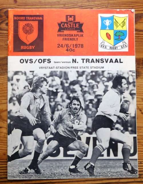 OVS vs N Transvaal - Vrystaat Stadion - 24 Junie 1978 --  Rugby Program