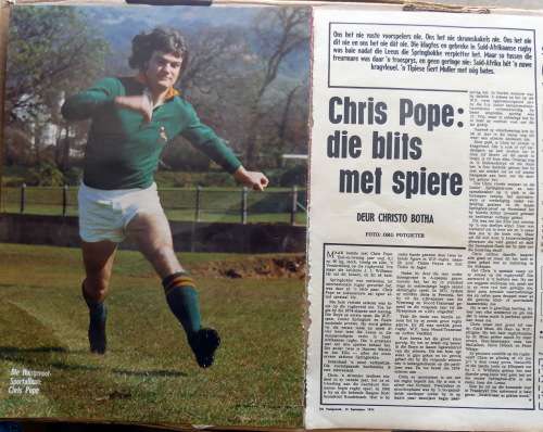 CHRIS POPE -- Die Huisgenoot Sportalbum  ,  13 Sep 1974 (Springbok Rugby)