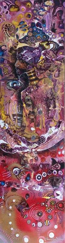 FREE COURIER - 'THE DJINN' - Large Original Painting on Boxed Canvas by SA artist  914 x 254