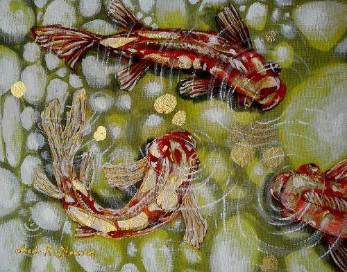 FREE COURIER --- "LUCK OF THE KOI" - Original Painting by South African Artist, Cherie Roe Dirksen