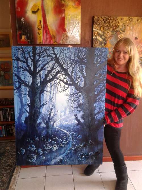 LARGE Original FOREST FANTASY Painting by Cherie Roe Dirksen -Boxed Canvas- Beautiful Tree Wall Art