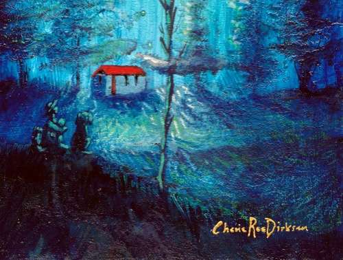 SALE - FREE COURIER --- `MOONGAZING WITH THE DOGS`  Original Painting by Cherie Roe Dirksen