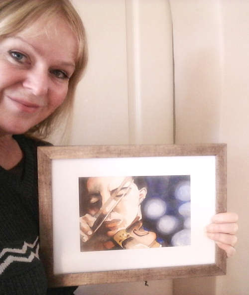 `THE VIOLIN PLAYER` --- Framed Original Watercolour Painting by Cherie Roe Dirksen