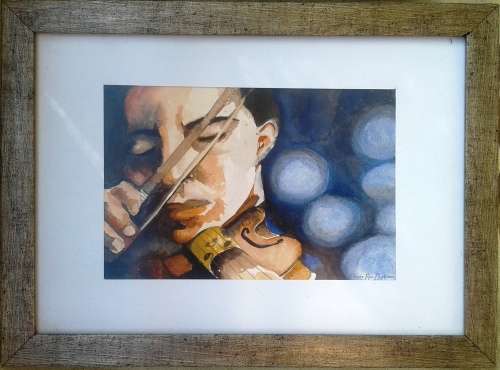 `THE VIOLIN PLAYER` --- Framed Original Watercolour Painting by Cherie Roe Dirksen