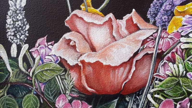 Botanical Rose Painting by SA Artist Cherie Roe Dirksen