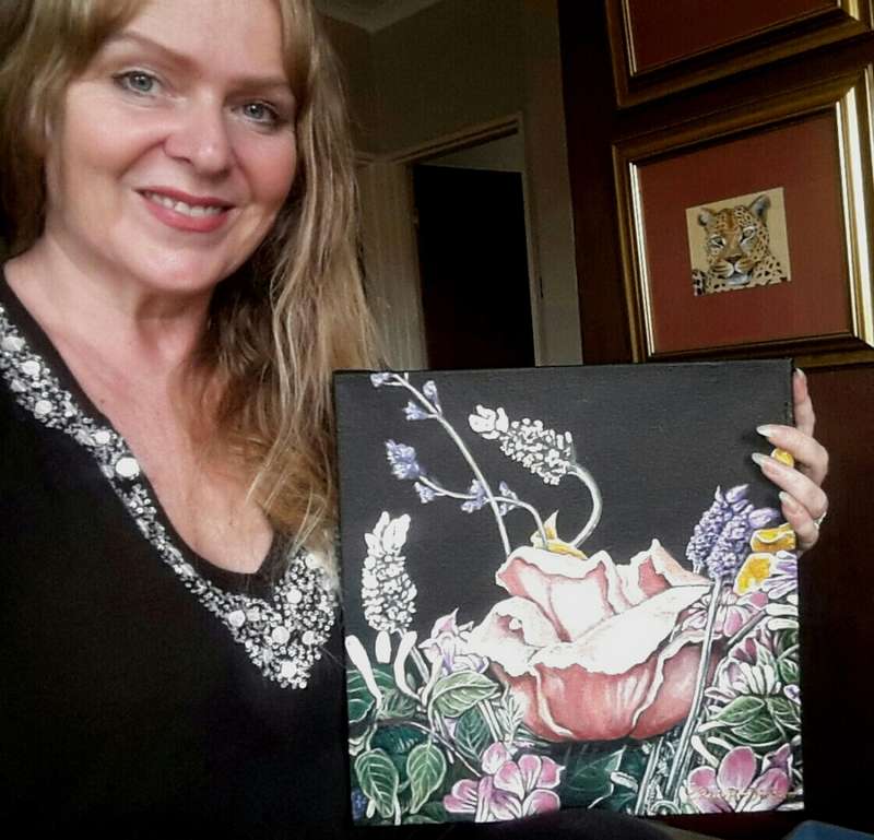 Botanical Rose Painting by SA Artist Cherie Roe Dirksen