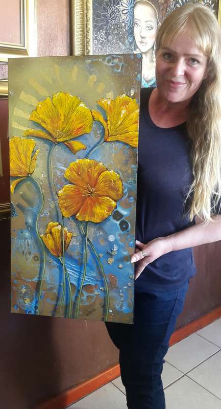 Original ACRYLIC Poppy Painting by South African Artist, Cherie Roe Dirksen - Botanical Wall Art