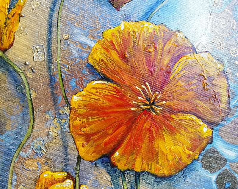 Original ACRYLIC Poppy Painting by South African Artist, Cherie Roe Dirksen - Botanical Wall Art