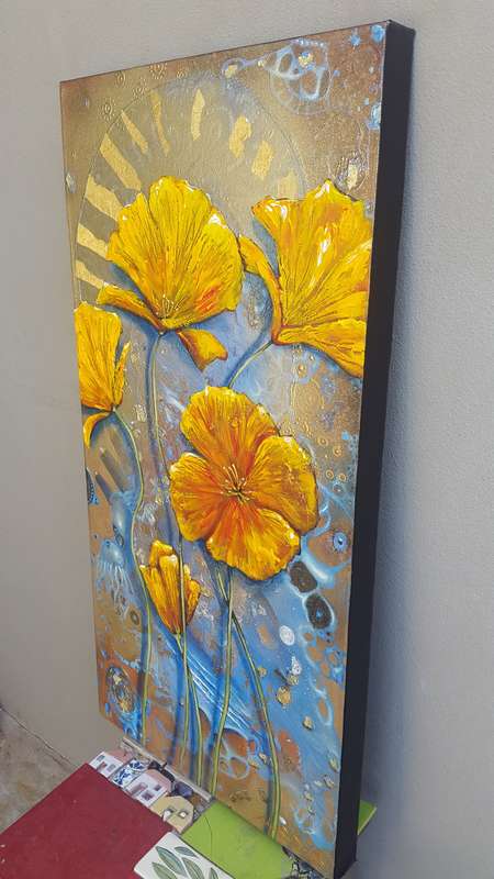 Original ACRYLIC Poppy Painting by South African Artist, Cherie Roe Dirksen - Botanical Wall Art