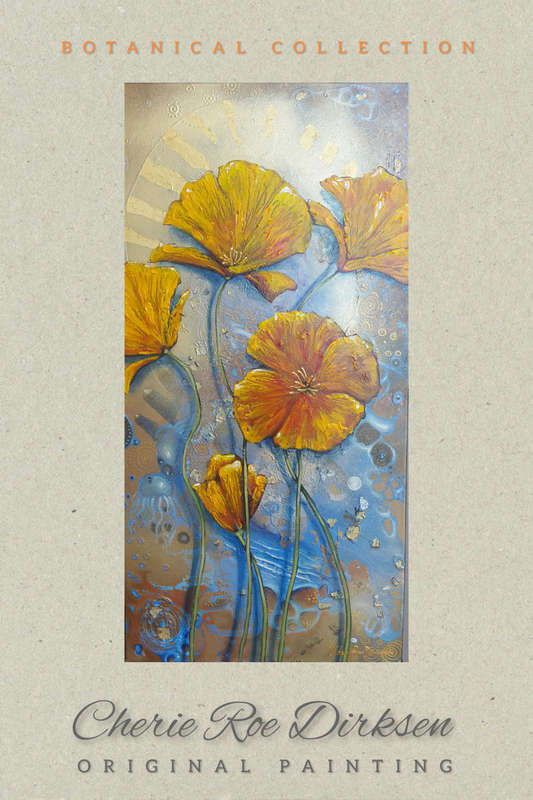 Original ACRYLIC Poppy Painting by South African Artist, Cherie Roe Dirksen - Botanical Wall Art