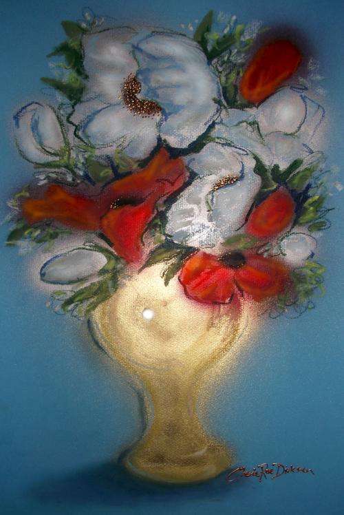 'Vase of Poppies'---Original Artwork by SA artist, Cherie Roe Dirksen --- 320 x 500