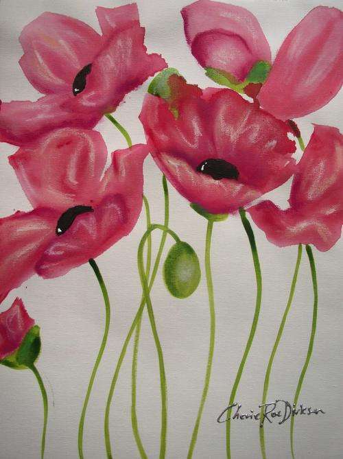 Red Poppy Painting Acrylic by Cherie Roe Dirksen
