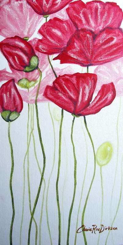 'TALL POPPIES' ---  Original Acrylic Painting by Cherie Roe Dirksen --- 255mm x 510mm