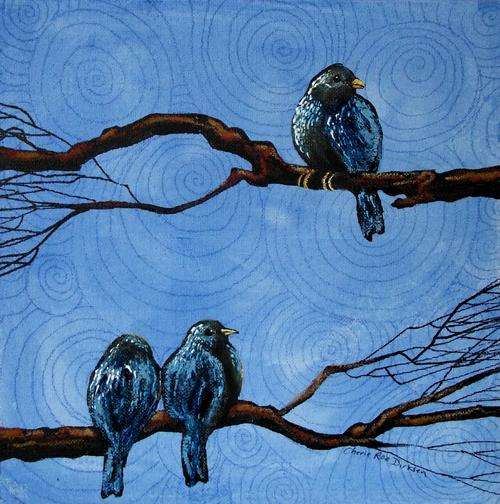 'EVENING TWEET' ---  Original Acrylic Painting by Cherie Roe Dirksen --- 255 x 255