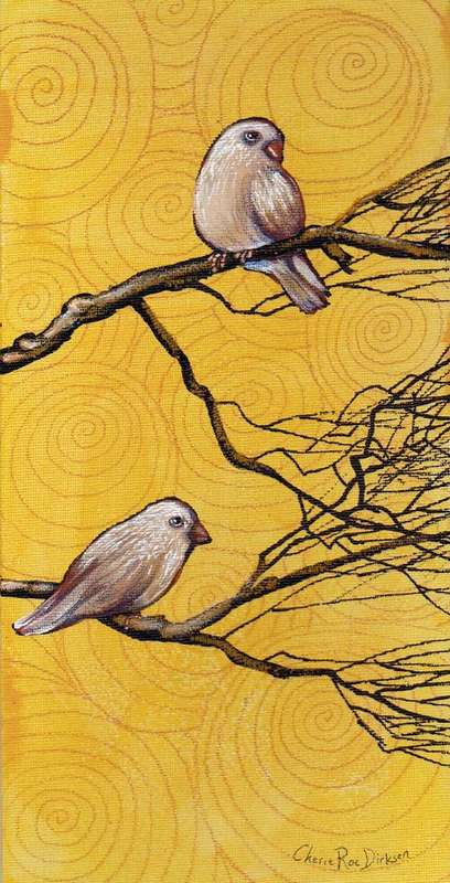 'EARLY BIRD BANTER' ---  Original Acrylic Painting by Cherie Roe Dirksen