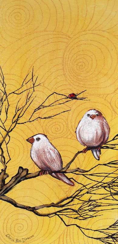 'EARLY BIRD TWEETS' ---  Original Acrylic Painting by Cherie Roe Dirksen