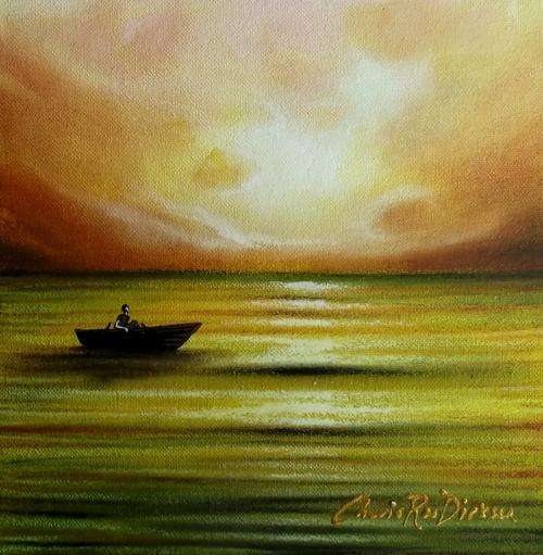 'DRIFTING INTO THE SUNSET' - Original Painting by SA Artist - 254 x 254 - Gallery Price: R600