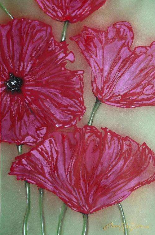 'PINK POPPIES' - 310 x 480 -  Original Pastel by Cherie Roe Dirksen - GALLERY PRICE: R1200