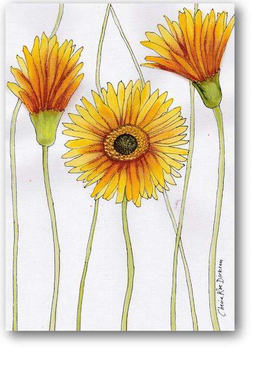 Original Gerbera Flower Artwork by Cherie Roe Dirksen