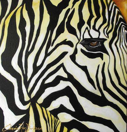 ZEBRA FACE --- Original Painting on Boxed Canvas by SA Artist --- 305 x 305 x 40
