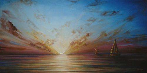 Cherie Dirksen Original - 'SUNSET YACHTING' - LONG  painting (OVER 1 METRE)  - FREE COURIER!!!
