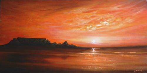 CHERIE DIRKSEN ORIGINAL PAINTING 'A VIEW OF TABLE MOUNTAIN'