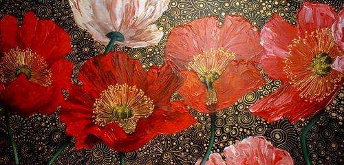 South African Artist, Cherie Dirksen - 'Poppy Quartet'
