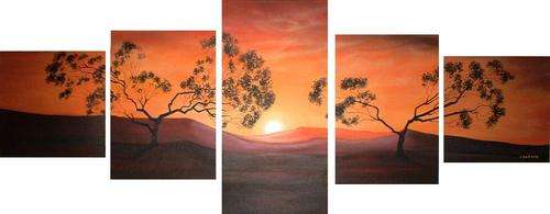 Cherie Dirksen Original - 'AFRICAN SUNRISE'  - LARGE 5 panel painting  --- FREE COURIER