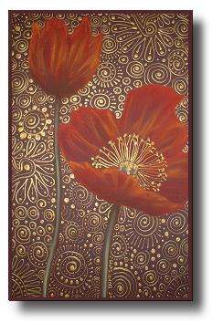 C. Dirksen Original Artwork ---  'RED POPPIES II'  ---   325mm x 500mm