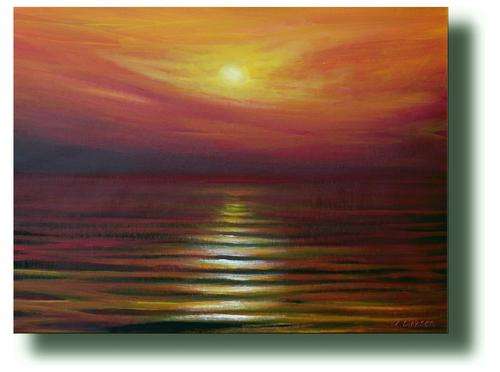 Original Painting by South African Artist, C. Dirksen ---  'RED SEA SUNSET' --- 610mm x 460mm