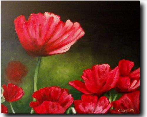 Cherie Dirksen Original Painting --- 'RED POPPIES'  ---  460mm x 360mm