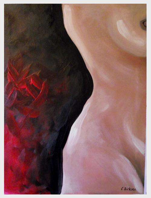 R1.00 starting price for 2 DAYS ONLY!!!  'ABSTRACT FEMALE NUDE' - Dirksen Original Acrylic Painting