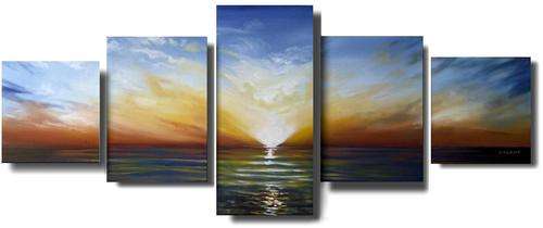 'PANORAMIC SUNSET' --- LARGE 5 Panel Original Acrylic Painting by SA artist, Cherie Dirksen