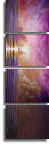 'PURPLE SKYSCAPE' ---  HUGE 4 Panel Original Acrylic Painting by SA artist, Cherie Dirksen