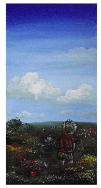 'CATCHING BUTTERFLIES' --- 25cm x 51cm --- Original Acrylic Painting by SA artist, Cherie Dirksen