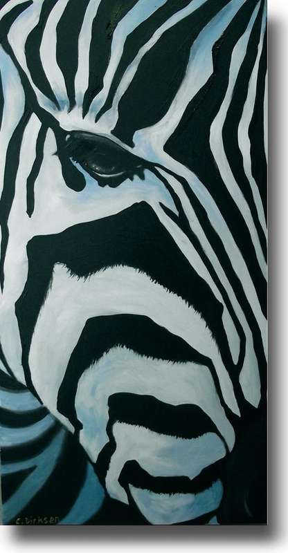'ZEBRA' (Vertical) --- LARGE (38cm x 76cm) Cherie Dirksen Original Wildlife Painting