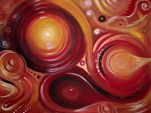 'ORIGINS OF SYMMETRY (RED)' --- Original Painting by SA artist, Cherie Dirksen ---  61cm x 46cm