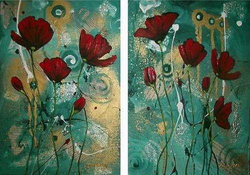 2-IN-1 DEAL ---  'RED JADED POPPIES'  ---  SA ARTIST  ---  510 x 355