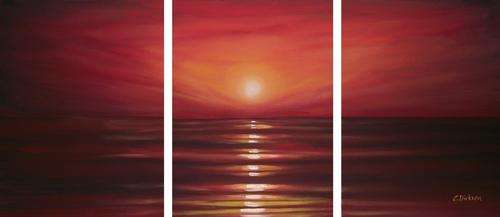 'RED OCEAN SUNSET'  ---  TRIPTYCH  ---  SA ARTIST  ---  1070 x 460