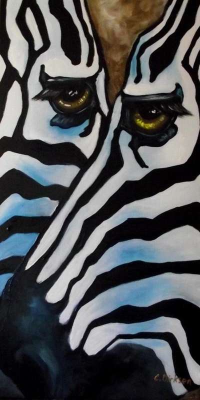 'ZEBRAS'  ---  Original Wildlife Painting by Cherie Dirksen  ---  305 x 610