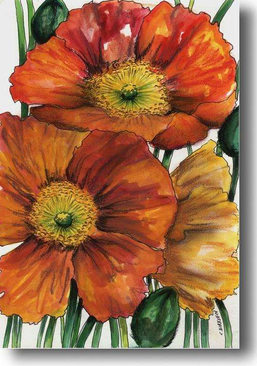 POPPIES  --  ORIGINAL Painting  --  SA Artist, Cherie Dirksen