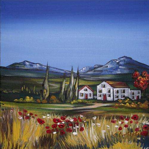 HOUSE IN THE COUNTRY II   ---  ORIGINAL Acrylic Painting  --  SA Artist, Cherie Dirksen