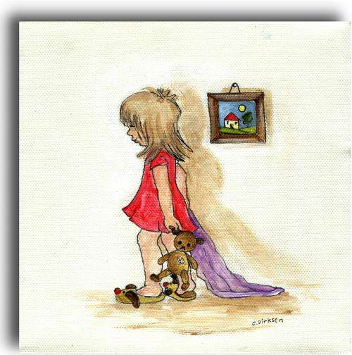 'Bed-Time' --- Original BOX FRAMED Artwork from the Emma Bucket series by Cherie Dirksen