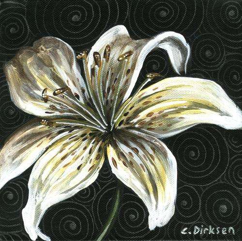 'Tiger Lily' --- Original BOX FRAMED painting by Cherie Dirksen --- 203 x 203 x 40