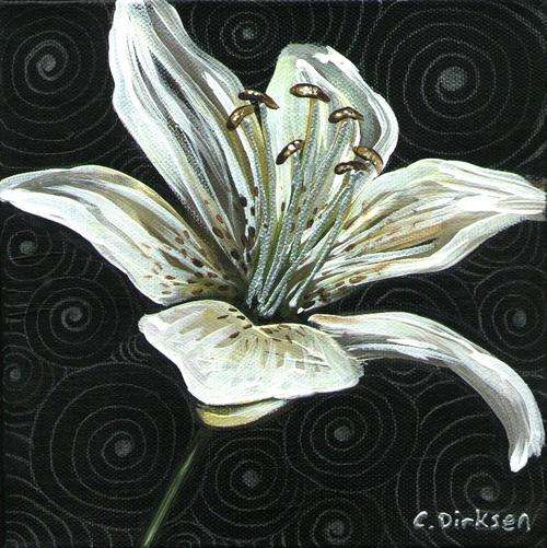 'Tiger Lily II' --- Original BOX FRAMED painting by Cherie Dirksen --- 203 x 203 x 40