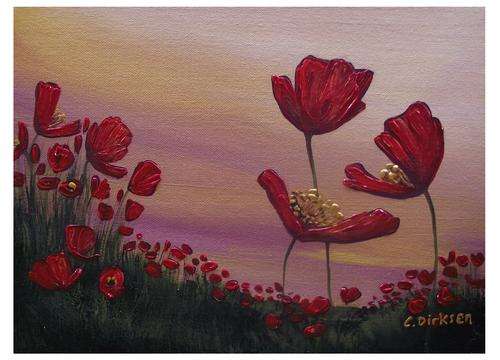 'RED POPPY FIELD' --- Original Painting by SA artist Cherie Roe Dirksen --- 355 x 255