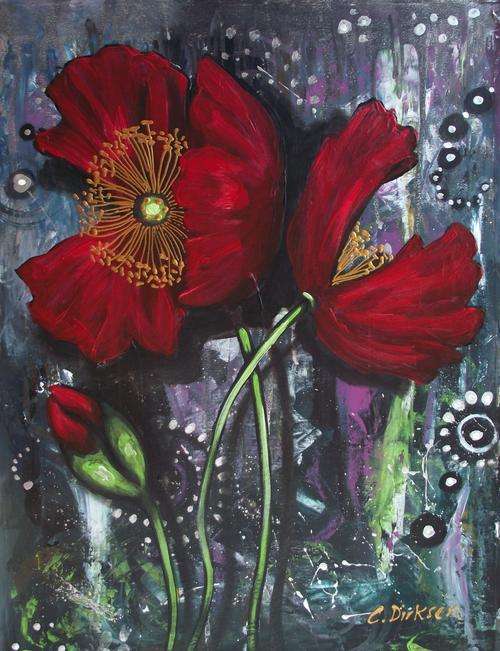 'RED POPPIES' --- THE GIFT OF ART THIS VALENTINES DAY! Original by SA artist, Cherie Roe Dirksen
