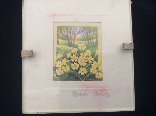 Set of 4 Miniature Sharon Jervis Watercolour Painting print plus Erna crown?