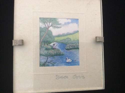 Set of 4 Miniature Sharon Jervis Watercolour Painting print plus Erna crown?