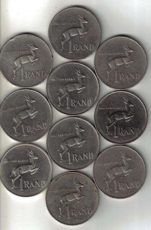 Collection of 10x Old Springbuck R1 Coins.